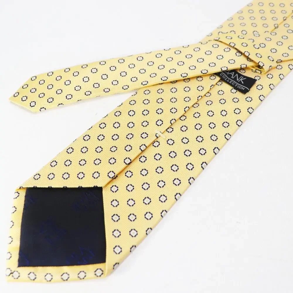 Jos A Banks Tie Mens 60 in Silk Pale Yellow Geo Octagon Executive Collection